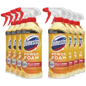 Domestos Power Foam Toilet & Bathroom Cleaner Spray Citrus Blast, 450ml, 8pk