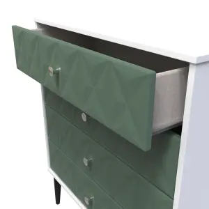 Toledo 4 Drawer Chest in Labrador Green & White (Ready Assembled)