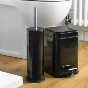 Harbour Housewares - Mismatched Toilet Brush & Bin Set - Black