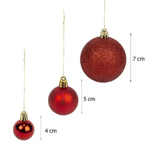 100 Piece Shatterproof Christmas Bauble Set Red