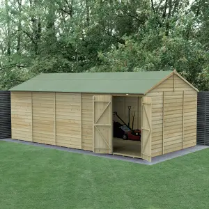 Forest Garden Beckwood 20x10 ft Reverse apex Natural timber Wooden 2 door Shed with floor (Base included)