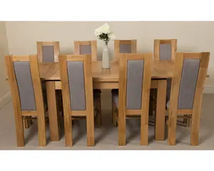 Richmond 140cm - 220cm Oak Extending Dining Table and 8 Chairs Dining Set with Stanford Chairs