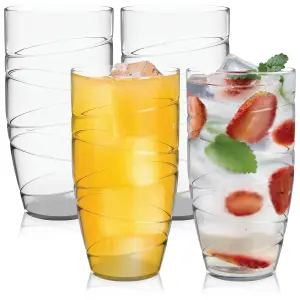 HEFTMAN Clear Swirl Acrylic Tumblers - Set Of 4