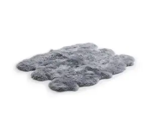 Uk Homeliving Steel 6 Piece Longwool Genuine Sheepskin Rug