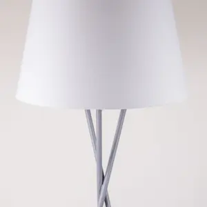 First Choice Lighting Pair Grey Tripod Floor Lamp with White Fabric Shade