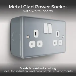 BG 13A Metal Clad Double Switched Socket, Scratch Resistant Steel