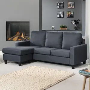 Modbury Reversible Fabric Corner Sofa - Dark Grey