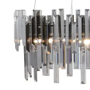 Onega 3-Light Chrome Smoked Glass Pendant Ceiling Light