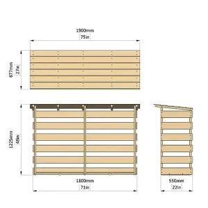 Everest Wooden Log Store (Double - 190cm Wide, 123cm Tall)