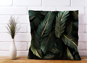 Green and Gold Leaves Cushions 60cm x 60cm