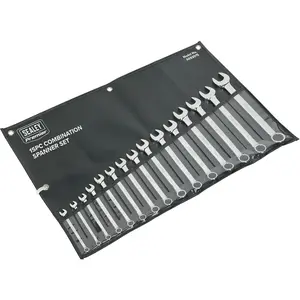 15-Piece Metric Combination Hand Spanner Set - 6mm to 22mm with Storage Pouch