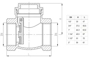 Invena 1/2 Inch Clack Non-Return Valve Brass Swing One-way Check Valves