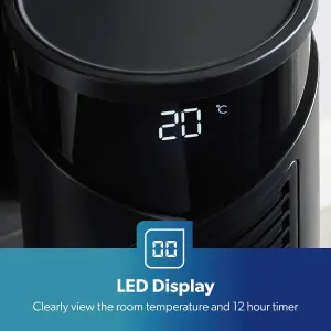 GEEPAS 37-inch  Oscillating Tower Fan with 3 Speeds Digital Display Touch Panel 4 Modes with remote control, Black