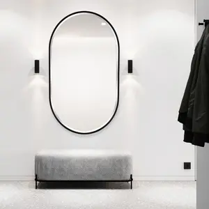 Chaya Metal Flat Wall Mirror MATT BLACK/bevel edge / 152cm H x 56cm W