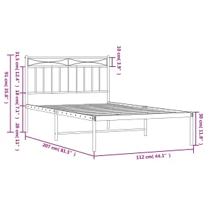 Berkfield Metal Bed Frame with Headboard White 107x203 cm