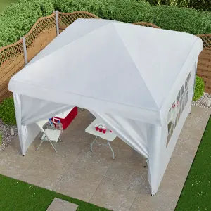 Garden Vida White Pop up Gazebo With Sides (H)2.6m (W)2.5m (D)2.5m Garden Outdoor Marquee Party Tent