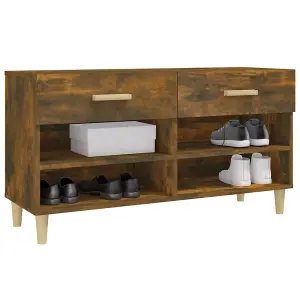 Berkfield Shoe Cabinet Smoked Oak 102x35x55 cm Engineered Wood