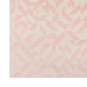 Pink Shapes Abstract Funky Modern Geometric Easy to clean Rug for Dining Room-200cm X 290cm