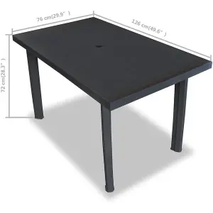 URBNLIVING 126cm Length Anthracite Large Summer Weather Proof Plastic Rectangle Table Garden Patio Dining Furniture