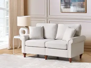 2 Seater Fabric Sofa Beige GINNERUP