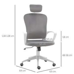 Vinsetto High-Back Office Chair Home Rocking w/ Wheel, Up-Down Headrest, Grey