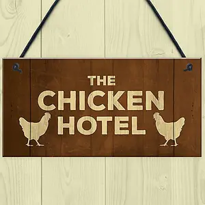 Chicken Signs And Plaque THE CHICKEN HOTEL Garden Sign Hanging Shed Sign Funny Home Decor Sign