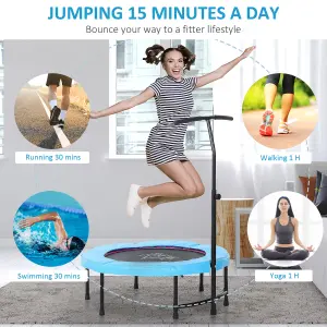 HOMCOM 40'' Mini Trampoline Adult Rebounder Jumper w/ Handle Fitness Blue