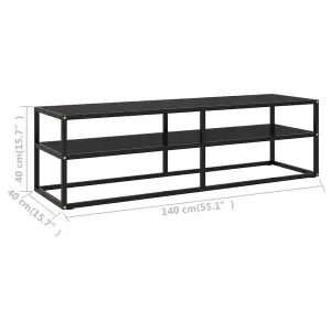 Berkfield TV Cabinet Black with Black Glass 140x40x40 cm