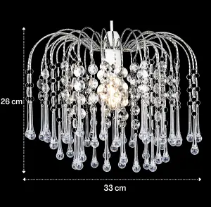 Teardrop Acrylic Crystal Pendant Ceiling Light Shade Chrome Finish