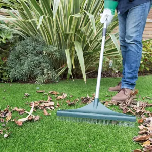 Telescopic Artificial Grass Astro Lawn Rake - Soft Nylon Bristles Cleaning Brush, Extends from 78cm-130cm