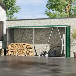 11x3ft Green Outdoor Garden Firewood Shed Storage Metal Log Store