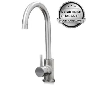 SIA KT6BN Brushed Nickel Swan Neck Single Lever Monobloc Kitchen Mixer Tap