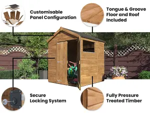 Dunster House Wooden Shed 1.8m x 1.8m Pressure Treated Outdoor Garden Storage Window Overlord Apex