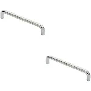 2x Round D Bar Cabinet Pull Handle 138 x 10mm 128mm Fixing Centres Chrome