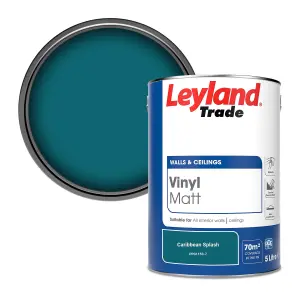 Leyland Trade Vinyl Matt Walls & Ceilings Emulsion Paint Caribbean Splash (PPG1150-7) 5L