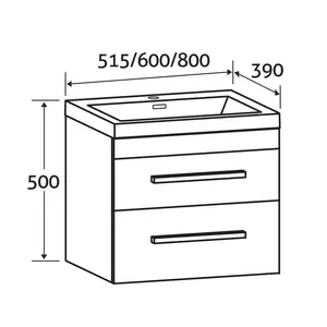 Whitfield 515mm Single Bathroom Vanity with Integrated Ceramic Basin White