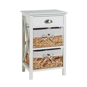 Frahm 3 Drawer Bedside Table White