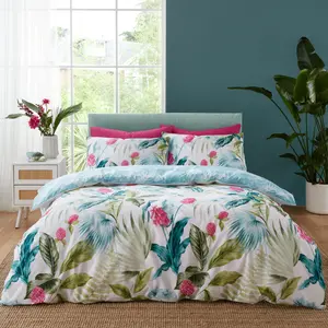 Aruba Tropical Floral Reversible Duvet Cover Set Double - 2 Standard Pillowcases