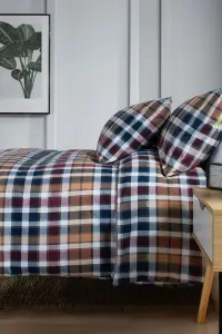 TLC Newbury Check Printed Brushed 100% Cotton Bedlinen Duvet set