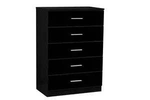 REFLECT 5 Drawer Chest of Drawers in Gloss Black Drawer Fronts and Black Oak Carcass