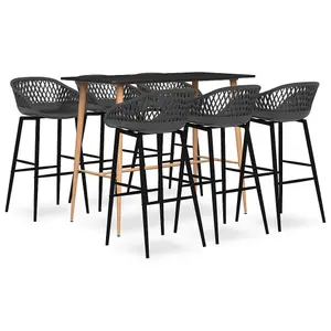 Berkfield 7 Piece Bar Set Black and Grey