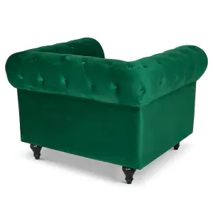 Velvet Chesterfield Arm Chair - Jade Green