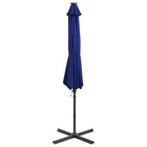 Berkfield Cantilever Umbrella with Pole and LED Lights Azure Blue 300 cm