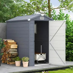 Outsunny 4 x 6ft Garden Shed Storage with Foundation Kit and Vents, Grey