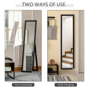 HOMCOM Full Length Mirror, Floor Standing or Wall-Mounted Long Mirror, Black