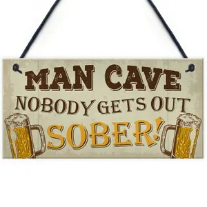 Red Ocean Man Cave Sign Garden Shed Bar Pub Hanging Plaque Friendship Gift For Dad