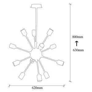 Luminosa Model 31 Deco 10-light Sputnik Sphere Chrome Chandelier