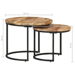 Adalbert Solid Acacia Wood 2 Piece Nest of Tables