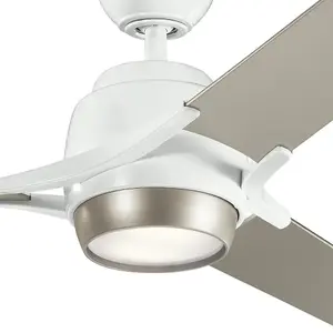 Elstead Kichler Zeus 3 Blade 152cm Ceiling Fan with LED Light Brushed Nickel Remote Control