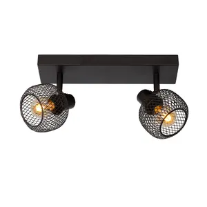 Lucide Maren Retro Twin Ceiling Spotlight - 2xE14 - Black